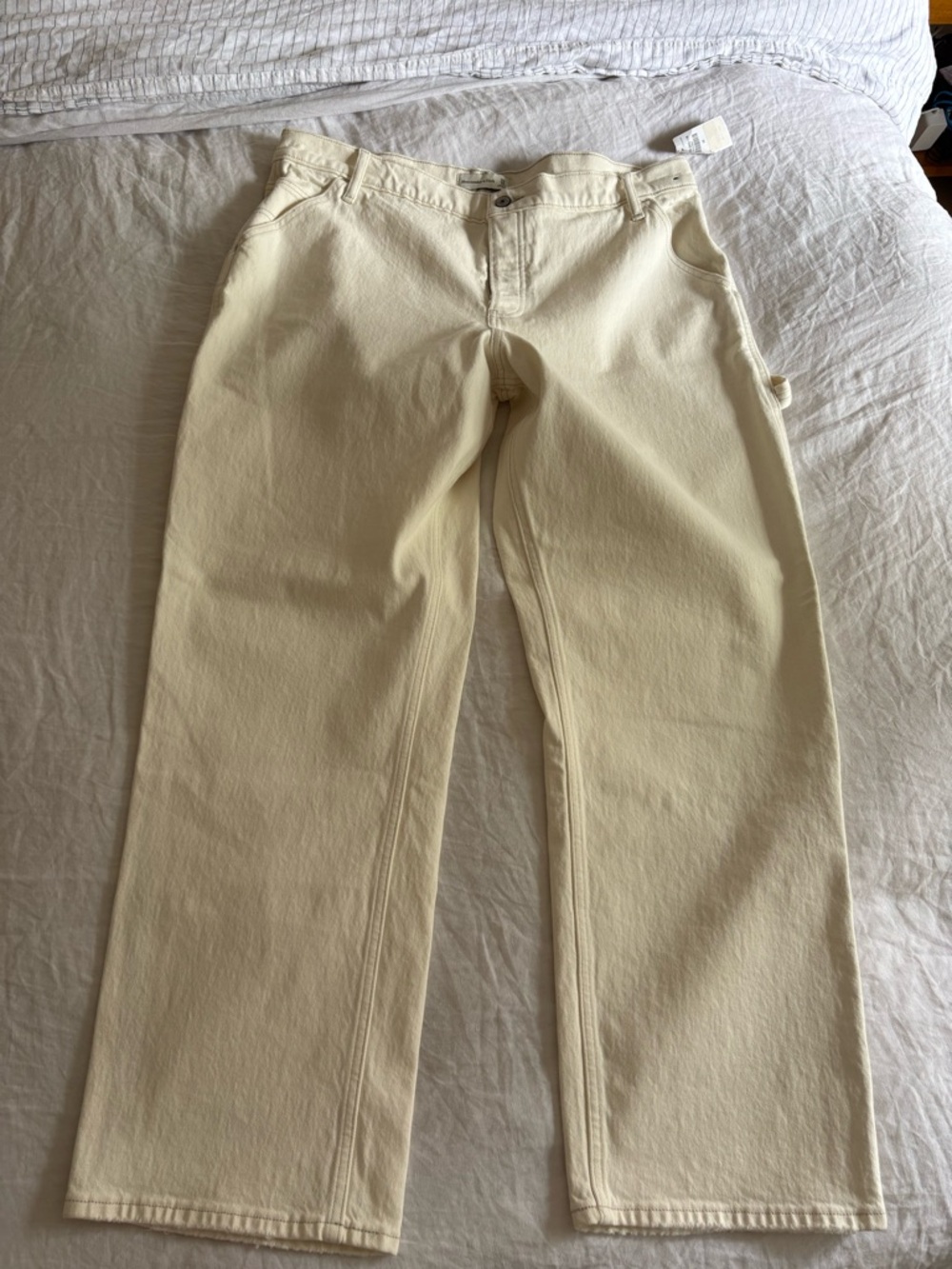 Abercrombie & Fitch Cream Curve Love Low Rise Carpenter Jean